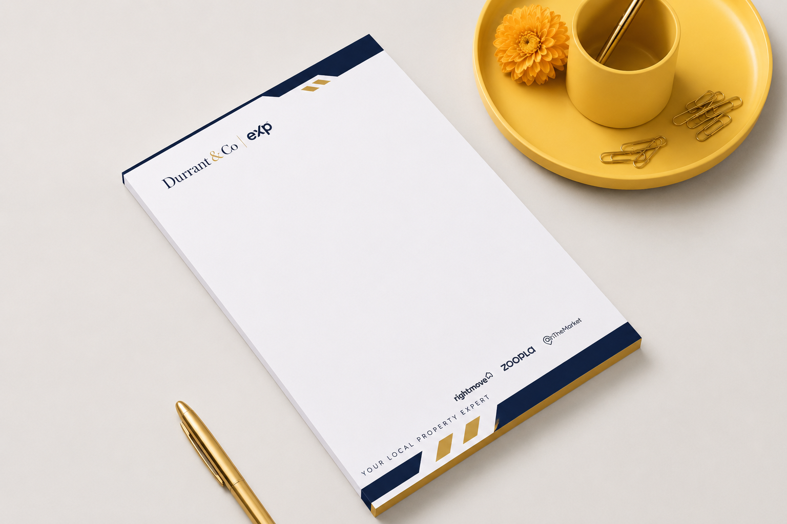 Durrant & Co letterhead and branded stationery mockup by AMB360