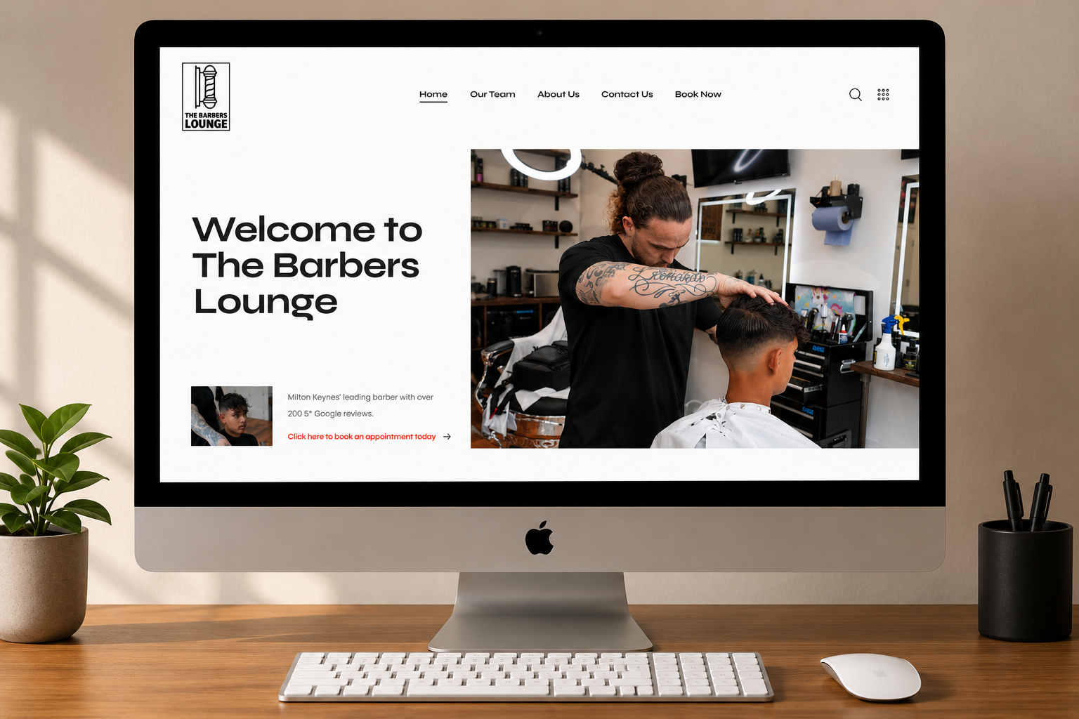 The Barbers Lounge homepage website design by AMB360