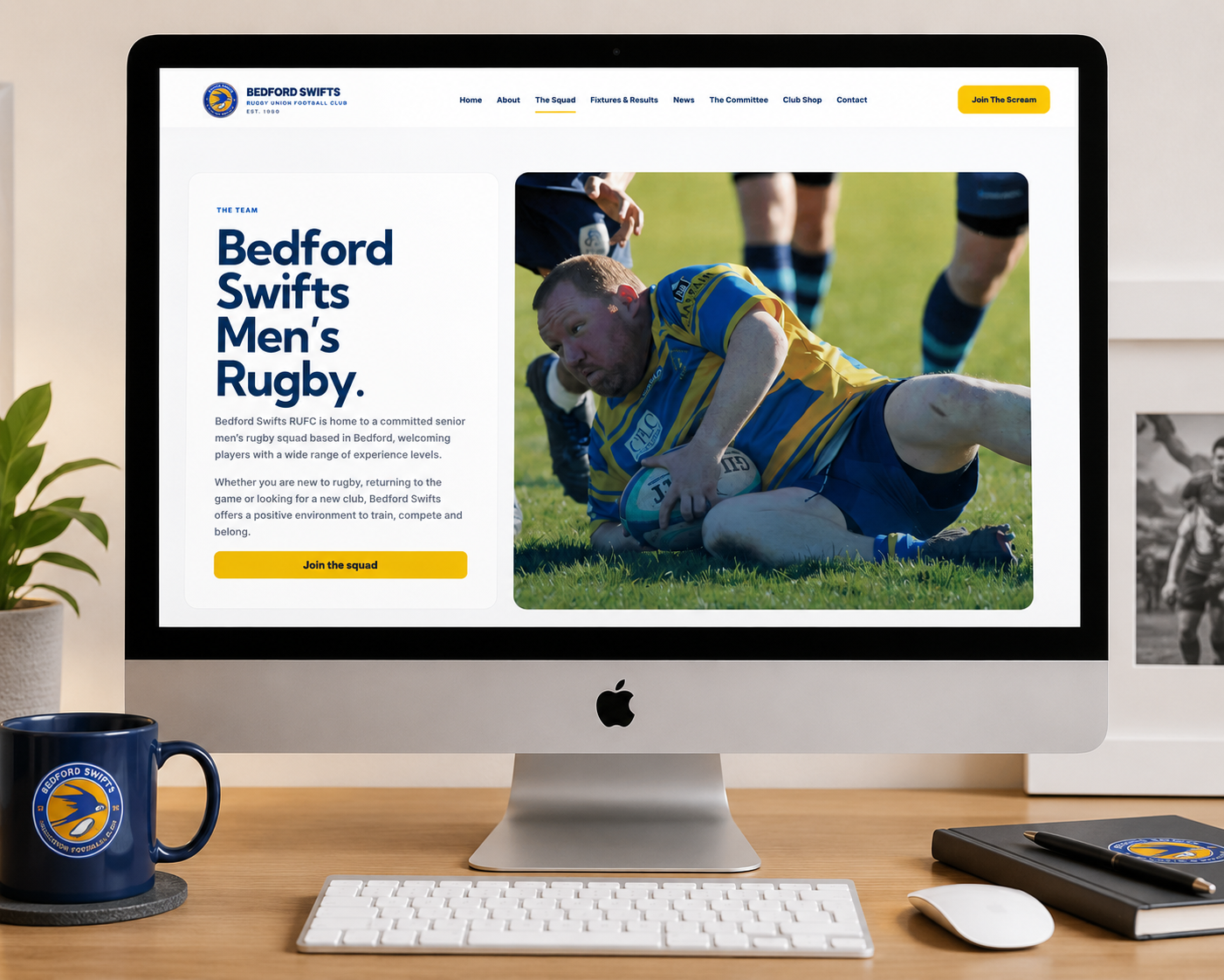 Bedford Swifts RUFC squad page design by AMB360