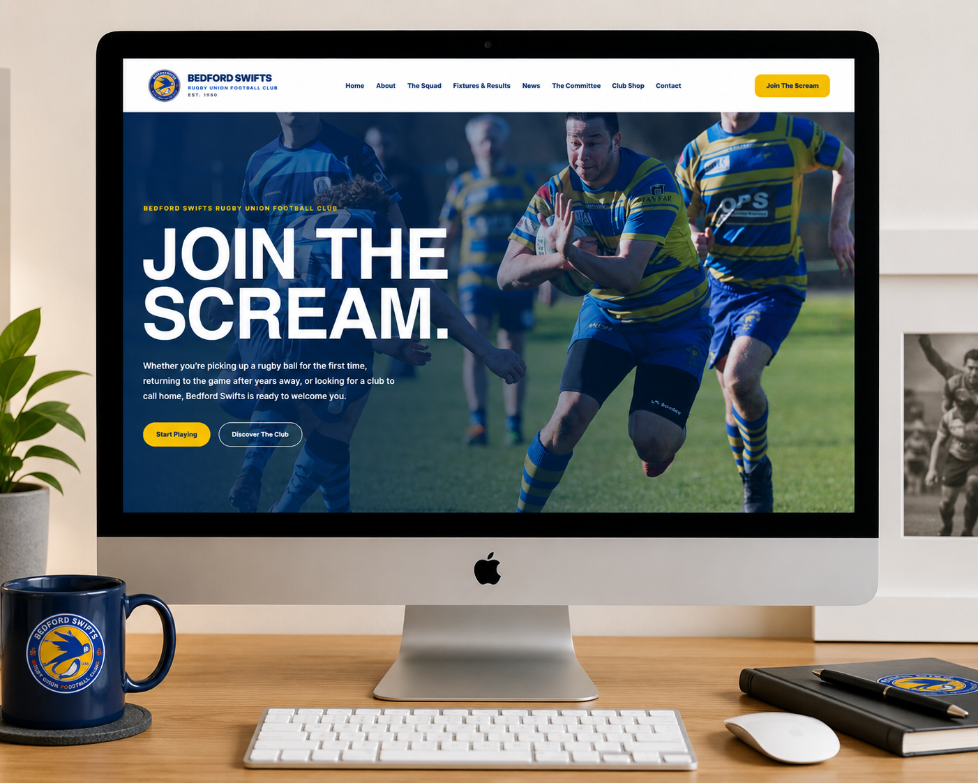 Bedford Swifts RUFC homepage website design by AMB360