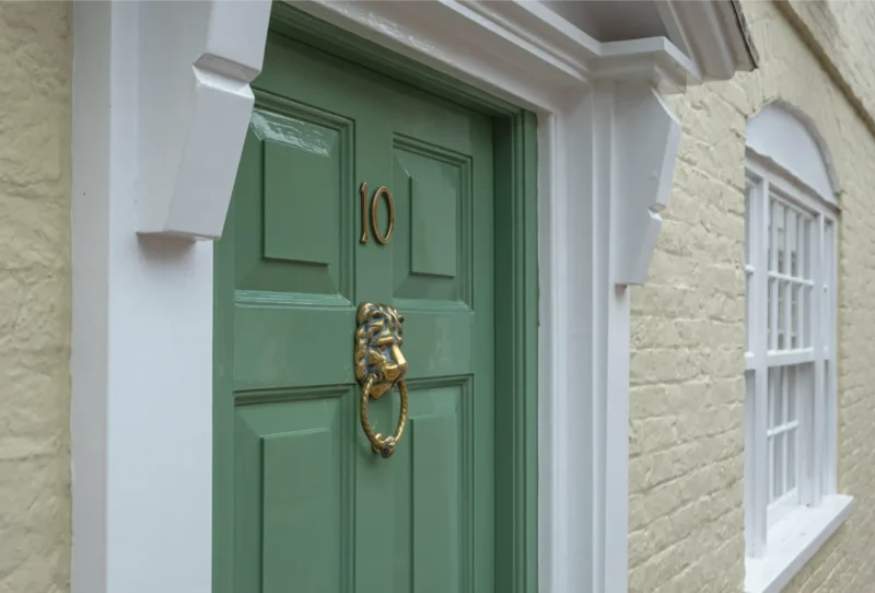 Frontdoor of english mansion in london great brittain in summer